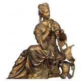 Gilt Spelter Clock Topper Figurine of a Woman in Renaissance Dress