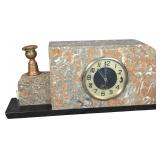 French Art Deco Multi-Colored Marble Locomotive Form Mantel Clock