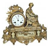 French Gilt Finished Figural Mantel Clock by P.H. Mourey
