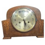 Vintage Art Deco Oak Striking Mantel Clock