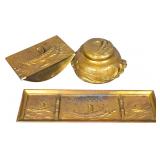 A Trio of Jennings Brothers Nautical Motif Bronze Finished Desk Accessories