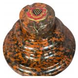 A Cornish Serpentine Inkwell with the Duchy of Cornwall Coat of Arms by Heard and Son Truro