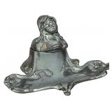 Weidlich Brothers Art Nouveau Figural Spelter Inkwell and Pen Tray Model 810