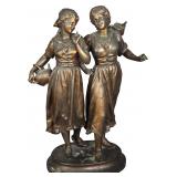 L. & F. Moreau Spelter Sculpture of Two Young Girls