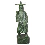 Large Chinese Carved Spinach Green Nephrite Jade Fisherman Figure