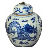 Chinese Blue and White Porcelain Dragon Ginger Jar with Yi Pin Tang Zhi Mark