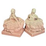 A Pair of Rookwood Pottery Art Deco Lady with Fan Bookends 1932