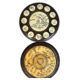 A Pair of Chinese Hardwood and Inlaid Zodiac Divination Plaques