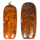 A Pair of Antique Chinese Lacquered Wood Eyeglass Cases
