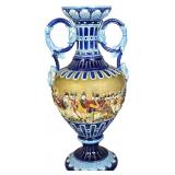 Wilhelm Schiller and Son Bohemian Majolica Relief Urn Model 8970