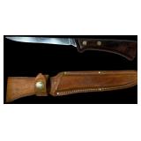 Western USA S-W766 Stainless Steel Fish Filet Knife with Leather Sheath