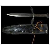 Contemporary Custom Hand Forged Main Gauche Dagger and Leather Scabbard