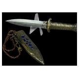 Mongolian Style Stainless Steel Fantasy Dagger with Ornate Scabbard