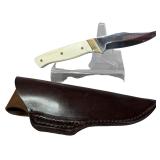 Randall White Bone Fixed Blade Utility Knife with Leather Sheath