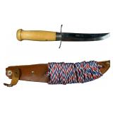 Vintage Edge Mark Mora Sweden Scout Fixed Blade Knife with Leather Sheath