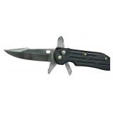 U.S.A. Made Automatic Folding Pocket Knife with Black Anodized Aluminum Handles