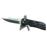 USA Marked Automatic Folding Knife with Black Aluminum Handles