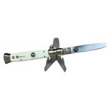 Italian Style Stiletto Automatic Knife with Faux Pearl Scales and Leaping Stag Logo