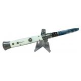 Kissing Crane Italian Style Stiletto Automatic Knife with White Pearloid Handle