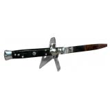 Italian Stiletto Automatic Knife with Black Synthetic Scales