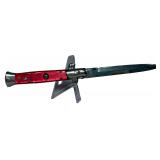 Italian Automatic Stiletto Folding Knife with Red Pearlescent Scales