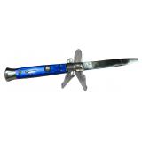 Italian Style 9 Inch Automatic Stiletto Knife with Blue Marbled Scales