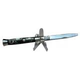 Italian Style Stiletto Switchblade with Marbled Synthetic Scales