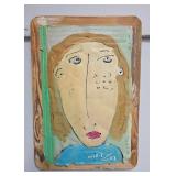 Willie/Willie Folk Art Painting on Tin Folk Art, Circa 2000