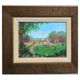 Patricia Welch 'June Morning' African American Homestead & Family Folk Art Painting