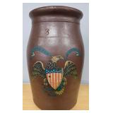 3 Gallon Crock With Eagle & Crest Decoration
