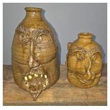 W.T. McLennan Folk Pottery Face Jug Lot of 2