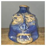 W.T. McLennan Blue Folk Pottery Face Jug
