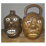 Mike Hanning Face Jug and Monkey Jug Lot