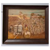 Early DeVan Roberts Folk Art Painting Black Americana Cotton Picking Painting