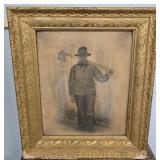 1870s Charcoal Drawing of African American Farmer