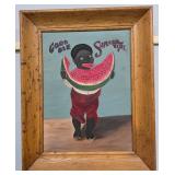 Black Americana Boy Eating Watermelon Painting