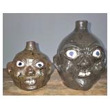 Pair of Grace Nell Hewell Face Jug Lot of Two