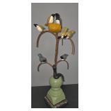 Folk Art Wood Carved Bird W/ Snake & Birds