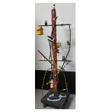 Folk Art Wood Carved Bird Tree