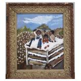 Black Americana Children Sitting In Wagon