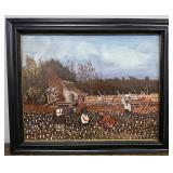 Black Americana Picking Cotton On Farm Painting