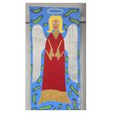 Chris Lewallen Folk Art Angel on Tin Painting
