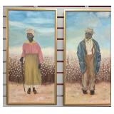 Black Americana Man & Woman Folk Art Paintings