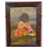 Black Americana Girl Eating Watermelon Painting