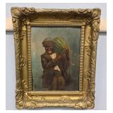1800s Black Americana Child or Young Man Holding Watermelon Painting