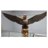 Folk Art Wooden Carved Eagle & Fledgling Statue