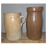 Southern Stoneware Churn & Lap Churn Lot of 2