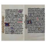 Two Illuminated Medieval Manuscript Leaves on Vellum