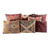 Group Of Kilim And Rug Textile Throw Pillows