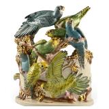 Mid Century Hand Painted Ceramic Parakeet Lamp